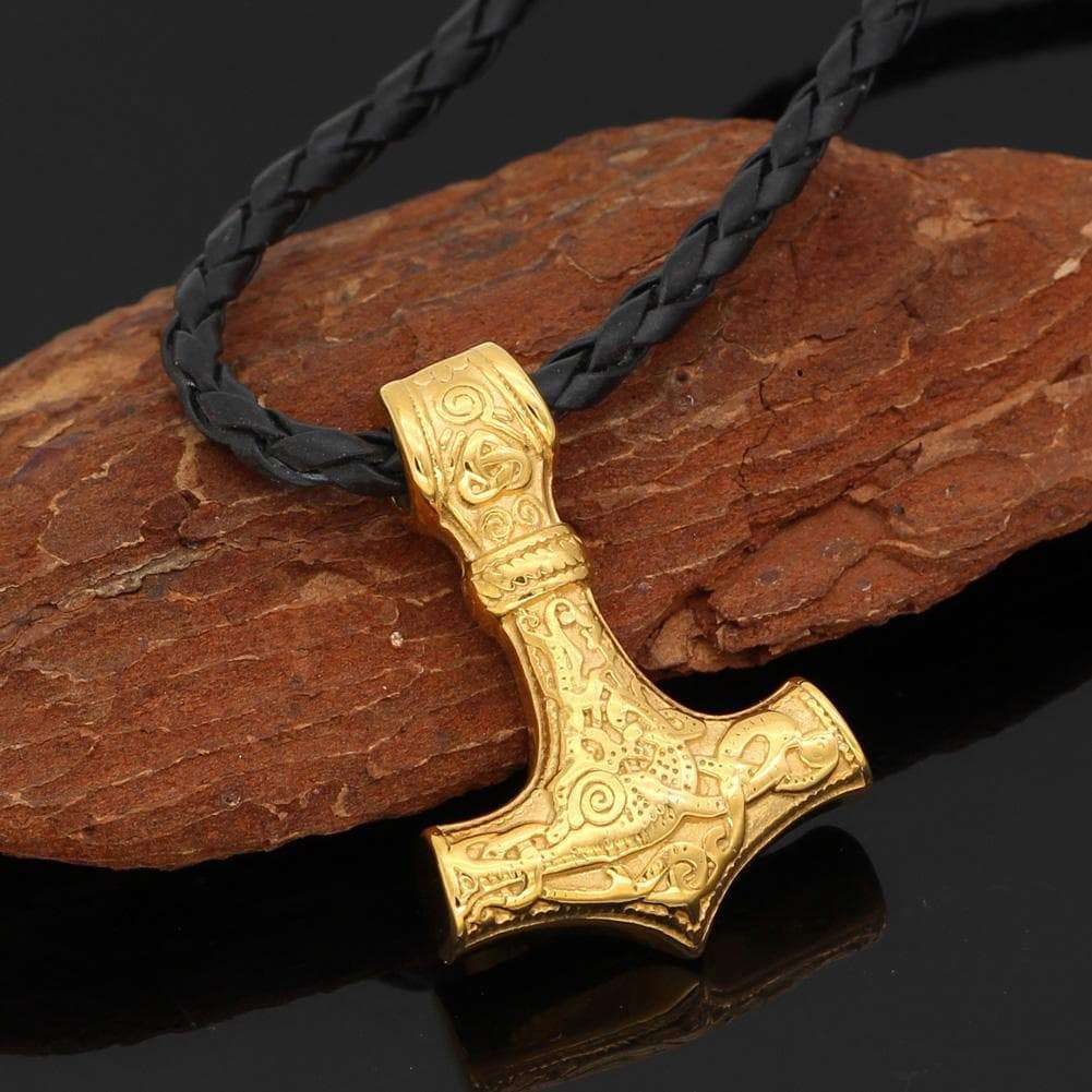 Pendants & Necklaces Stainless Steel Golden Mjolnir Necklace Ancient Treasures Ancientreasures Viking Odin Thor Mjolnir Celtic Ancient Egypt Norse Norse Mythology