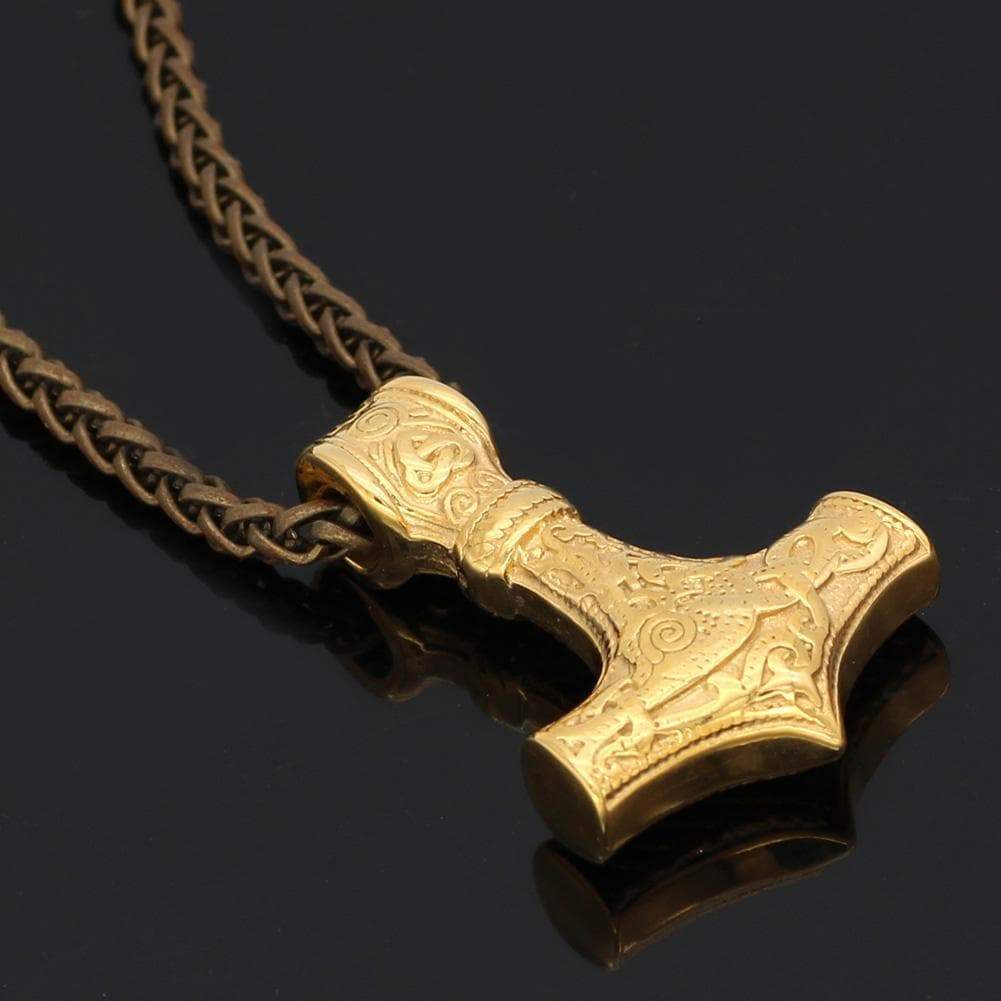 Pendants & Necklaces Stainless Steel Golden Mjolnir Necklace Ancient Treasures Ancientreasures Viking Odin Thor Mjolnir Celtic Ancient Egypt Norse Norse Mythology