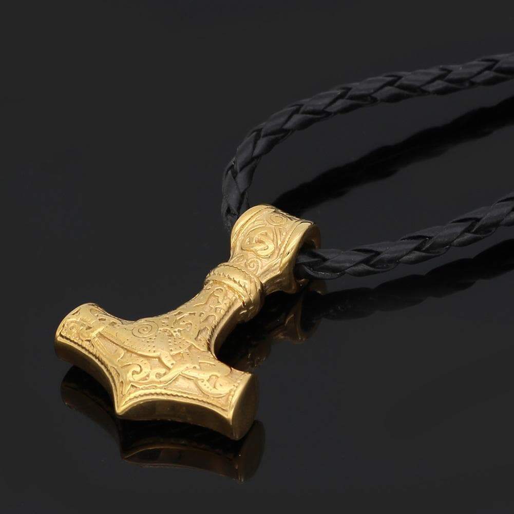 Pendants & Necklaces Stainless Steel Golden Mjolnir Necklace Ancient Treasures Ancientreasures Viking Odin Thor Mjolnir Celtic Ancient Egypt Norse Norse Mythology