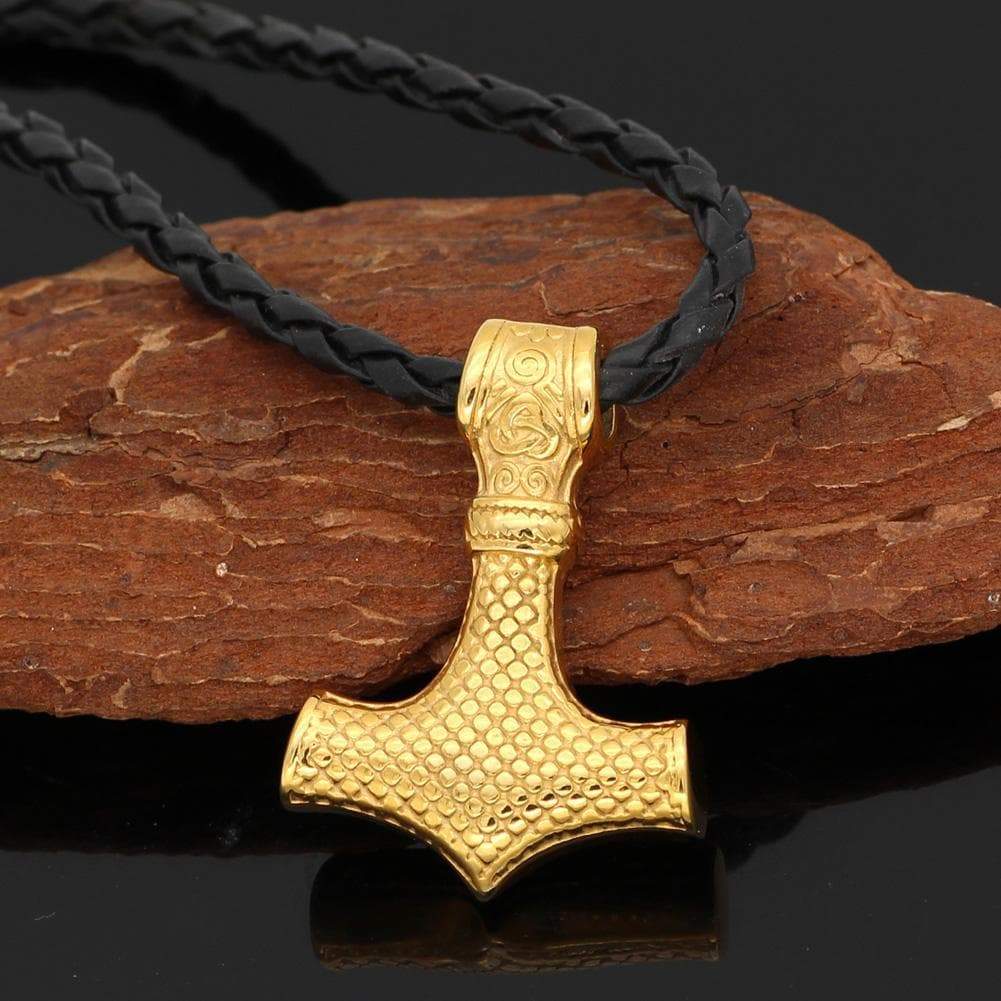 Pendants & Necklaces Stainless Steel Golden Mjolnir Necklace Ancient Treasures Ancientreasures Viking Odin Thor Mjolnir Celtic Ancient Egypt Norse Norse Mythology