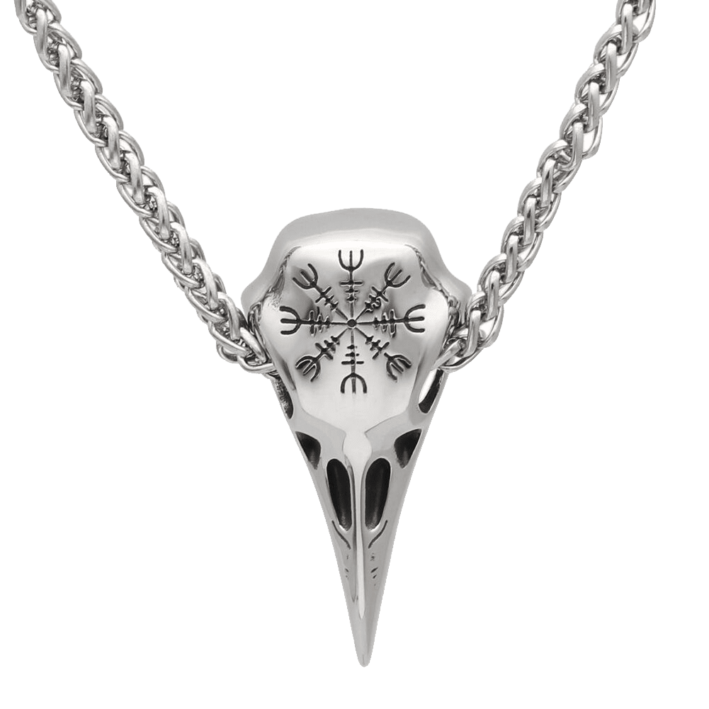 Pendants & Necklaces Stainless Steel Helm of Awe Raven Skull Viking Amulet Ancient Treasures Ancientreasures Viking Odin Thor Mjolnir Celtic Ancient Egypt Norse Norse Mythology