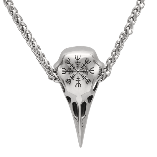 Pendants & Necklaces Stainless Steel Helm of Awe Raven Skull Viking Amulet Ancient Treasures Ancientreasures Viking Odin Thor Mjolnir Celtic Ancient Egypt Norse Norse Mythology