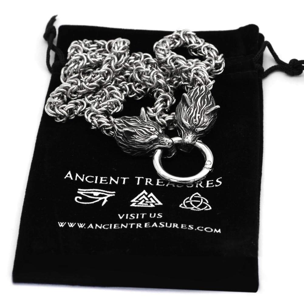 Pendants & Necklaces Stainless Steel Wolf Head Handmade Chain Ancient Treasures Ancientreasures Viking Odin Thor Mjolnir Celtic Ancient Egypt Norse Norse Mythology