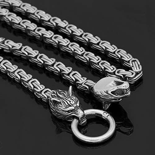 Pendants & Necklaces Stainless Steel Wolf Head King Chain Ancient Treasures Ancientreasures Viking Odin Thor Mjolnir Celtic Ancient Egypt Norse Norse Mythology