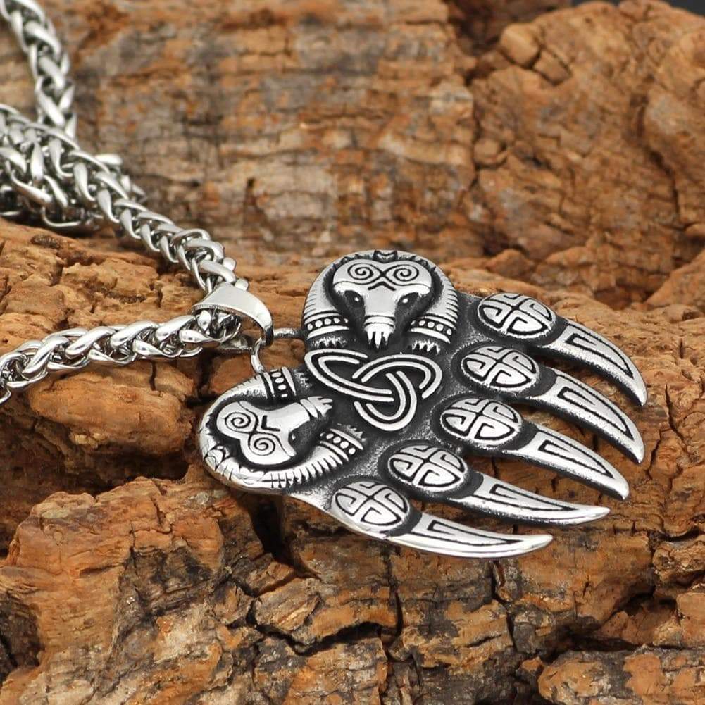 Pendants & Necklaces Viking Bear Paw Stainless Steel Pendant Necklace Ancient Treasures Ancientreasures Viking Odin Thor Mjolnir Celtic Ancient Egypt Norse Norse Mythology