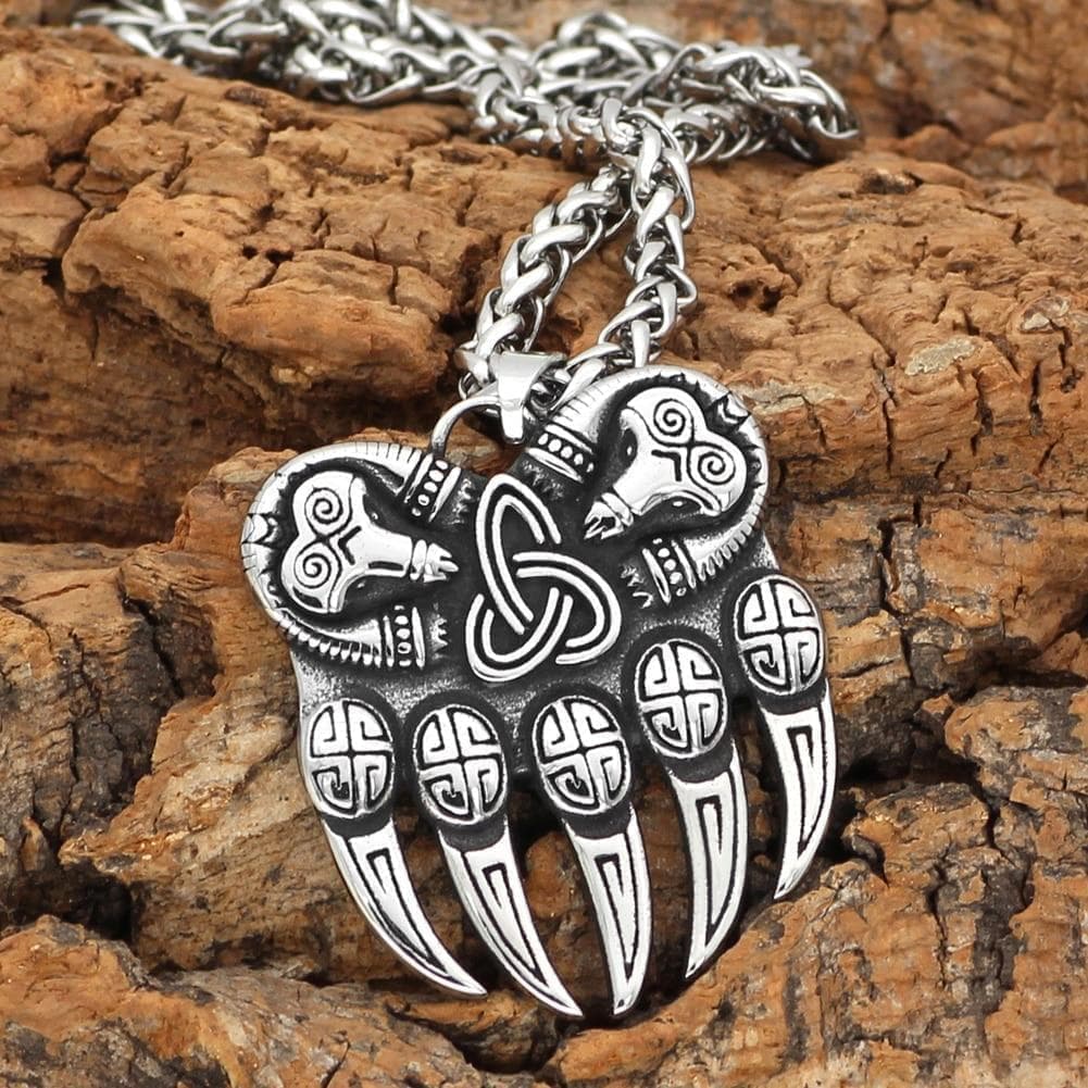 Pendants & Necklaces Viking Bear Paw Stainless Steel Pendant Necklace Ancient Treasures Ancientreasures Viking Odin Thor Mjolnir Celtic Ancient Egypt Norse Norse Mythology