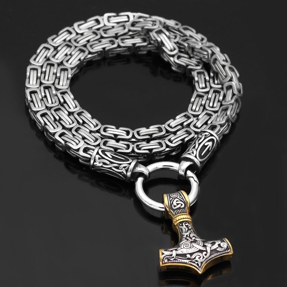 Pendants & Necklaces Viking Mjolnir Teiwaz King Chain Necklace Ancient Treasures Ancientreasures Viking Odin Thor Mjolnir Celtic Ancient Egypt Norse Norse Mythology