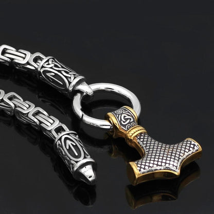 Pendants & Necklaces Viking Mjolnir Teiwaz King Chain Necklace Ancient Treasures Ancientreasures Viking Odin Thor Mjolnir Celtic Ancient Egypt Norse Norse Mythology