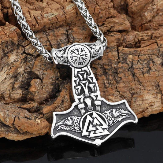 Pendants & Necklaces Viking Ravens Valknut And Aegishjalmur Mjolnir Necklace Ancient Treasures Ancientreasures Viking Odin Thor Mjolnir Celtic Ancient Egypt Norse Norse Mythology