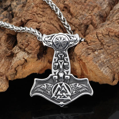 Pendants & Necklaces Viking Ravens Valknut And Aegishjalmur Mjolnir Necklace Ancient Treasures Ancientreasures Viking Odin Thor Mjolnir Celtic Ancient Egypt Norse Norse Mythology