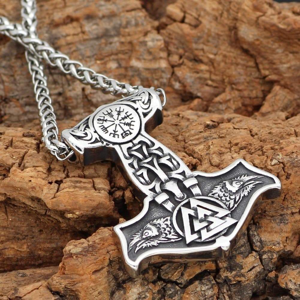 Pendant Necklaces Nordic Viking Raven Hammer Pendant Necklace