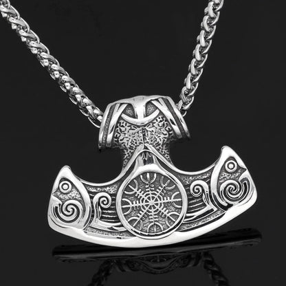 Pendants & Necklaces Vikings Axe and Helm of Awe Stainless Steel Necklace Ancient Treasures Ancientreasures Viking Odin Thor Mjolnir Celtic Ancient Egypt Norse Norse Mythology