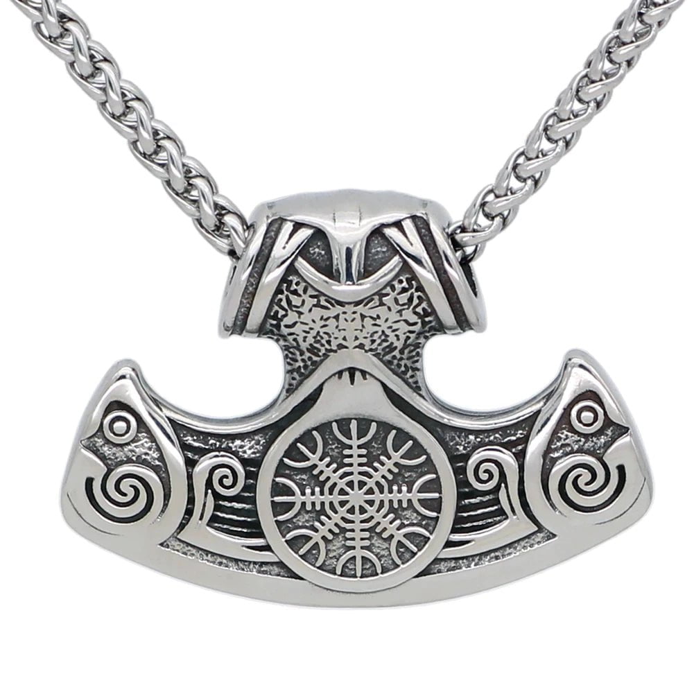 Pendants & Necklaces Vikings Axe and Helm of Awe Stainless Steel Necklace Ancient Treasures Ancientreasures Viking Odin Thor Mjolnir Celtic Ancient Egypt Norse Norse Mythology