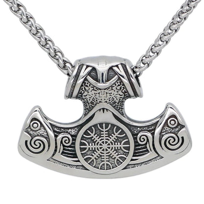 Pendants & Necklaces Vikings Axe and Helm of Awe Stainless Steel Necklace Ancient Treasures Ancientreasures Viking Odin Thor Mjolnir Celtic Ancient Egypt Norse Norse Mythology