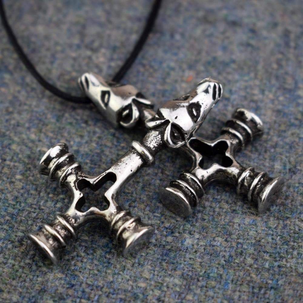 Vikings Dragon Head & Cross Hammer Pendant