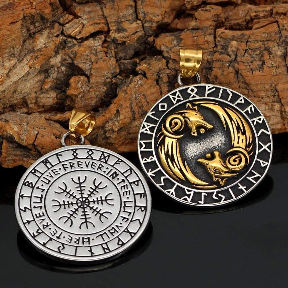 Pendants & Necklaces Vikings Geri and Freki Pendant & Necklace Ancient Treasures Ancientreasures Viking Odin Thor Mjolnir Celtic Ancient Egypt Norse Norse Mythology