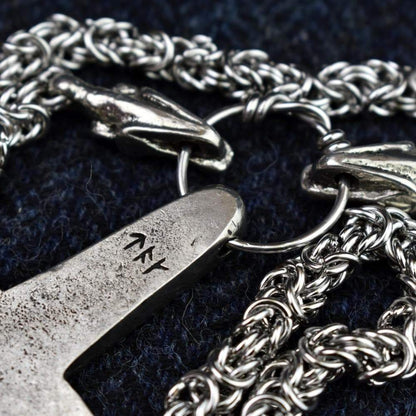 Vikings Jorvik Thor's Hammer Pendant on Dragon Chain