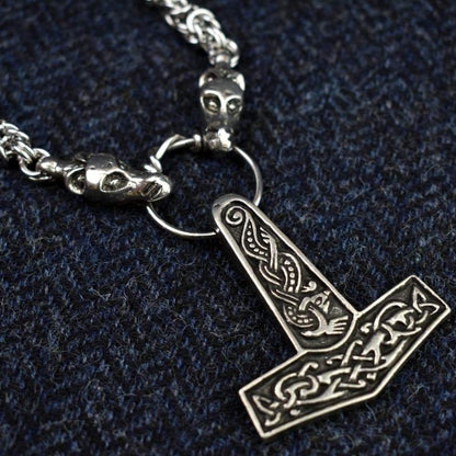 Vikings Jorvik Thor's Hammer Pendant on Dragon Chain