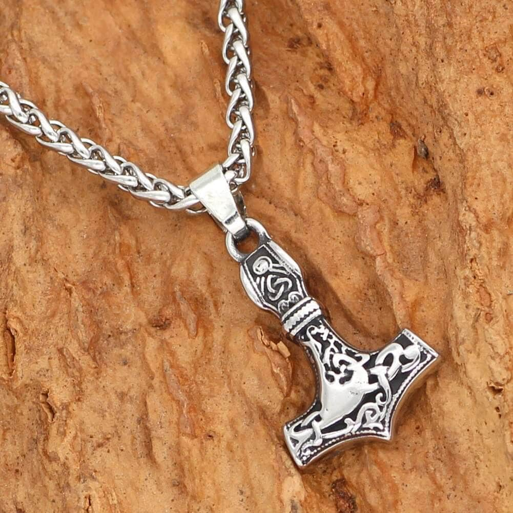 Pendants & Necklaces Vikings Mjolnir Ignuz Rune Stainless Steel Necklace Ancient Treasures Ancientreasures Viking Odin Thor Mjolnir Celtic Ancient Egypt Norse Norse Mythology