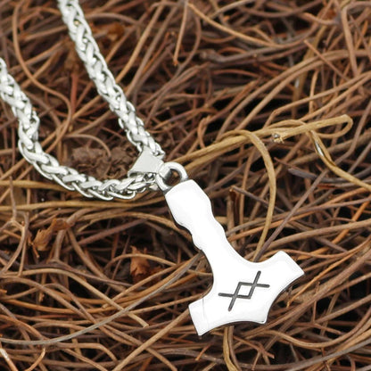 Pendants & Necklaces Vikings Mjolnir Ignuz Rune Stainless Steel Necklace Ancient Treasures Ancientreasures Viking Odin Thor Mjolnir Celtic Ancient Egypt Norse Norse Mythology