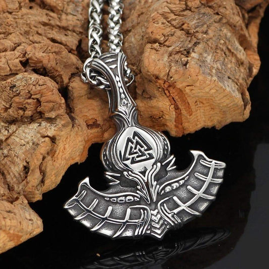 Vikings Mjolnir with Valknut Stainless Steel Pendant & Necklace