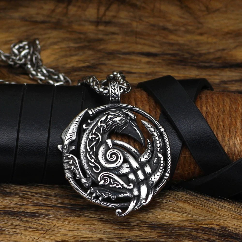 Pendants & Necklaces Vikings Odin's Raven Stainless Steel Necklace Ancient Treasures Ancientreasures Viking Odin Thor Mjolnir Celtic Ancient Egypt Norse Norse Mythology