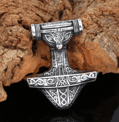 Pendants & Necklaces Vikings Raven Mjölnir Stainless Steel Pendant Necklace Ancient Treasures Ancientreasures Viking Odin Thor Mjolnir Celtic Ancient Egypt Norse Norse Mythology