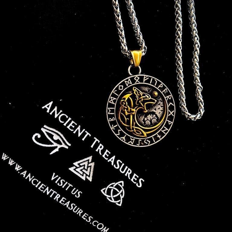 Pendants & Necklaces Vikings Skoll Ragnarok Pendant & Necklace Ancient Treasures Ancientreasures Viking Odin Thor Mjolnir Celtic Ancient Egypt Norse Norse Mythology