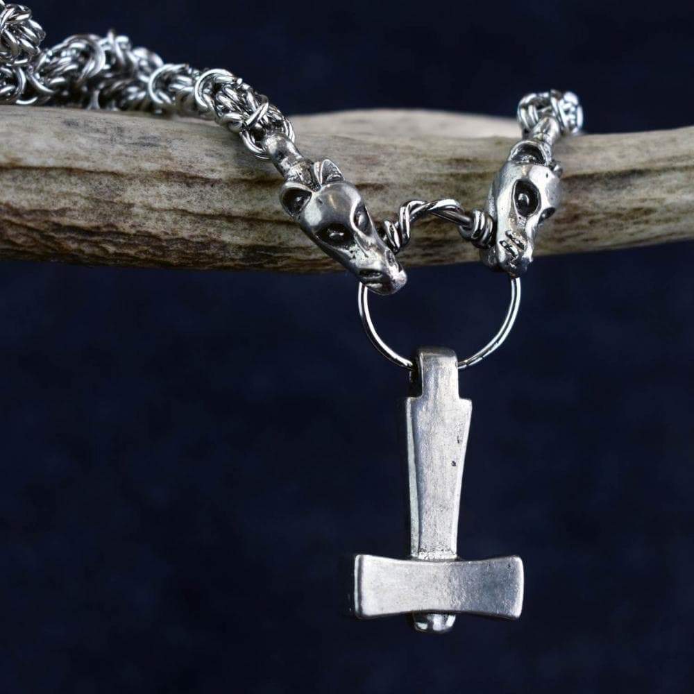 Vikings Uppsala Mjolnir Hammer Pendant on Dragon Chain