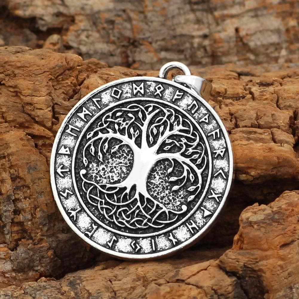 Vikings Yggdrasill Tree of Life and Runes Amulet Pendant & Necklace