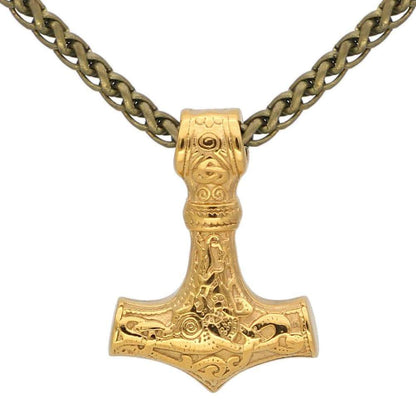 Pendants & Necklaces With Metal Chain Stainless Steel Golden Mjolnir Necklace Ancient Treasures Ancientreasures Viking Odin Thor Mjolnir Celtic Ancient Egypt Norse Norse Mythology