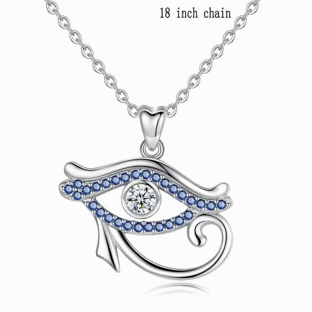 Pendants Pendant with 18" Chain EUDORA 925 Sterling Silver Blue crystal Ancient Egypt Eye Of Horus pendant Necklace Luck Eye Fine Jewelry Birthday Gift D341|Pendants| Ancient Treasures Ancientreasures Viking Odin Thor Mjolnir Celtic Ancient Egypt Norse Norse Mythology