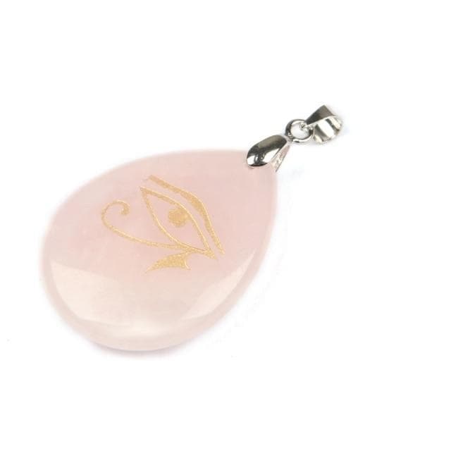 Pendants Rose Quartz Natural Stone Drop Shaped Pendant Necklace Engraved Egyptian Sun God Eye Of Horus Reiki Pendant Fashion Charm Crystal Jewellry|Pendants| Ancient Treasures Ancientreasures Viking Odin Thor Mjolnir Celtic Ancient Egypt Norse Norse Mythology