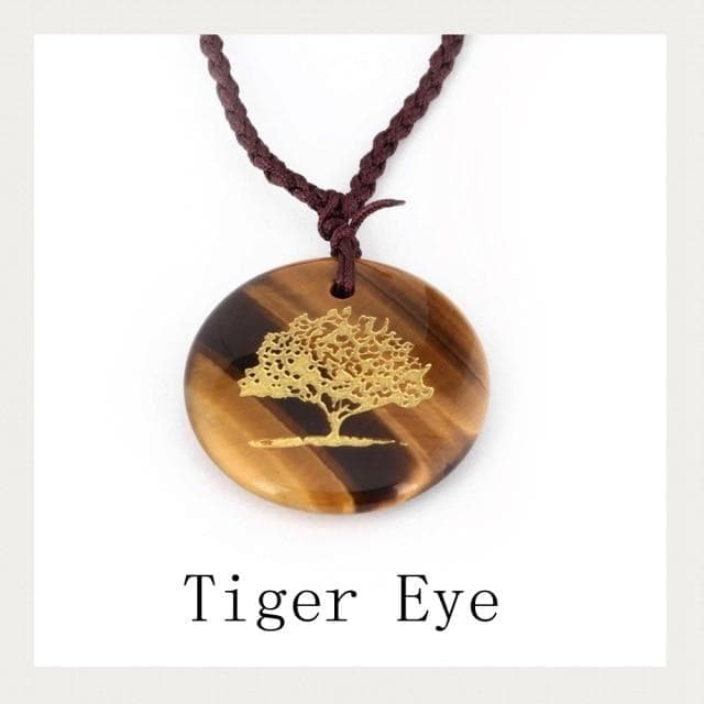 Pendants Tiger Eye Natural Crystal Stone Disc Shape Fashion Pendants Engrave Tree Of Life Creative Jewelry Men's Women's Charm Pendants Necklace|Pendants| Ancient Treasures Ancientreasures Viking Odin Thor Mjolnir Celtic Ancient Egypt Norse Norse Mythology