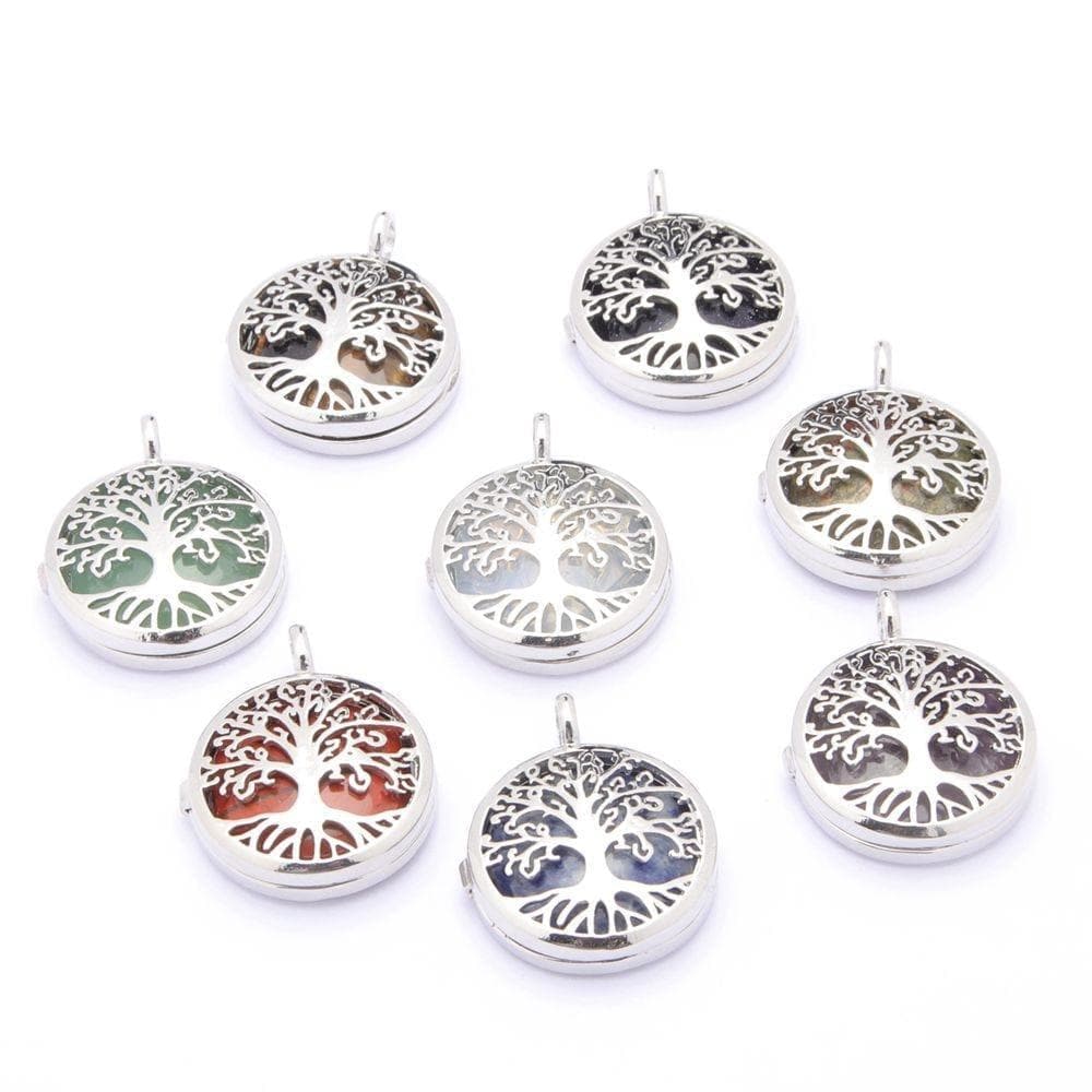 Pendants Tree Of Life Two Sided Pattern Alloy Pendant Necklace Jewelry Natural Stone Crystal Fashion Charm Reiki Heal Hanging Accessory|Pendants| Ancient Treasures Ancientreasures Viking Odin Thor Mjolnir Celtic Ancient Egypt Norse Norse Mythology