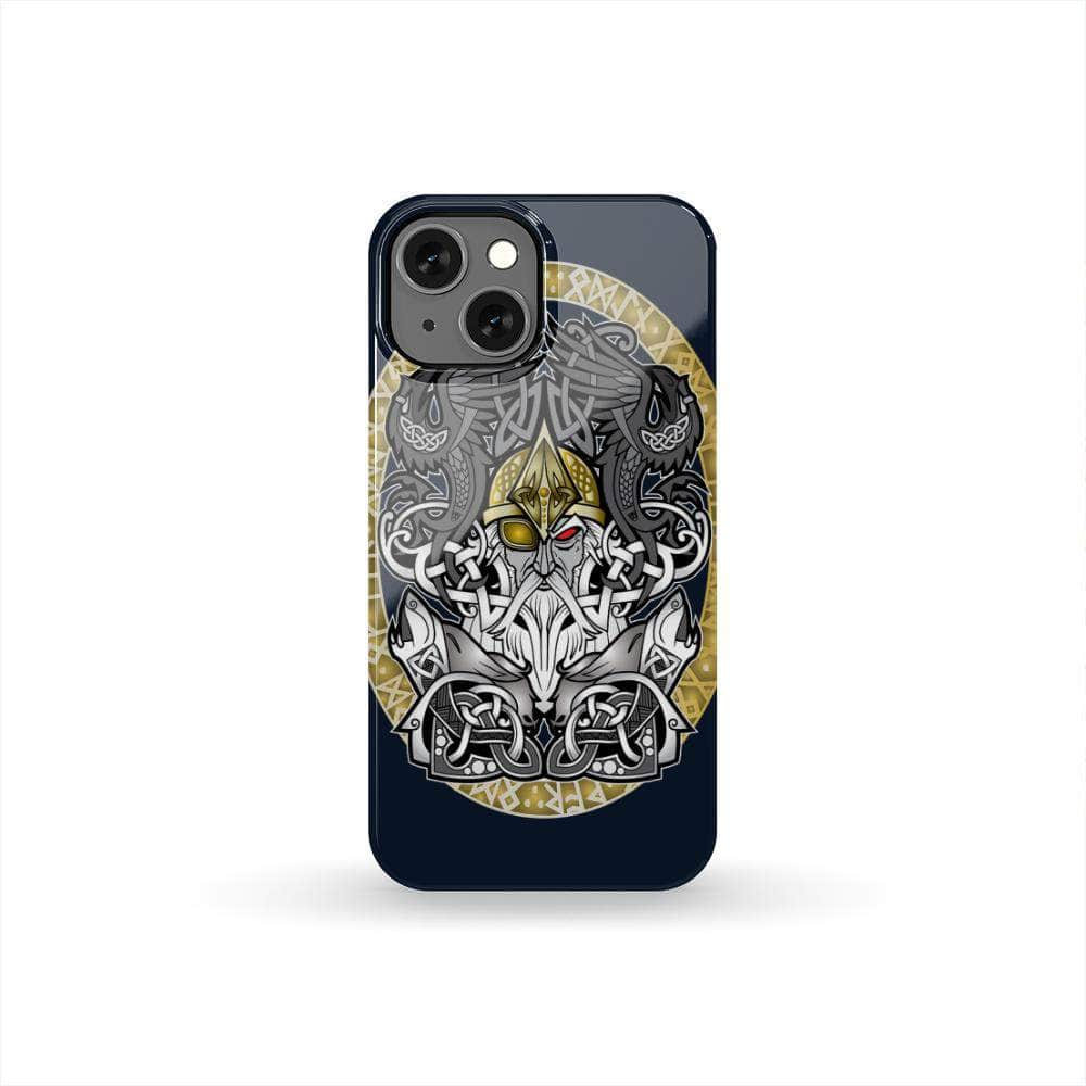 Phone GS_BANCase iPhone 13 Mini Odin God of War Phone Case - Navy Blue Ancient Treasures Ancientreasures Viking Odin Thor Mjolnir Celtic Ancient Egypt Norse Norse Mythology