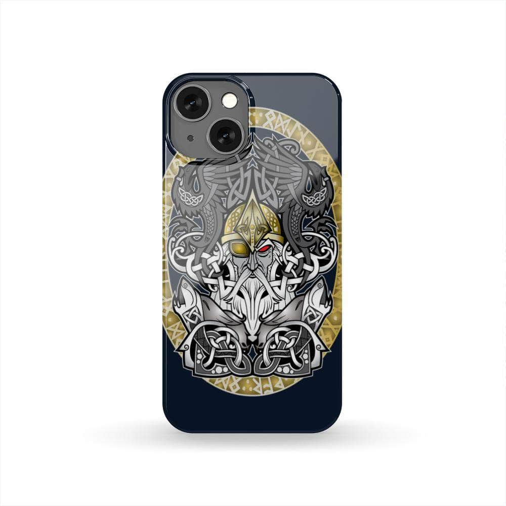 Phone GS_BANCase iPhone 13 Odin God of War Phone Case - Navy Blue Ancient Treasures Ancientreasures Viking Odin Thor Mjolnir Celtic Ancient Egypt Norse Norse Mythology