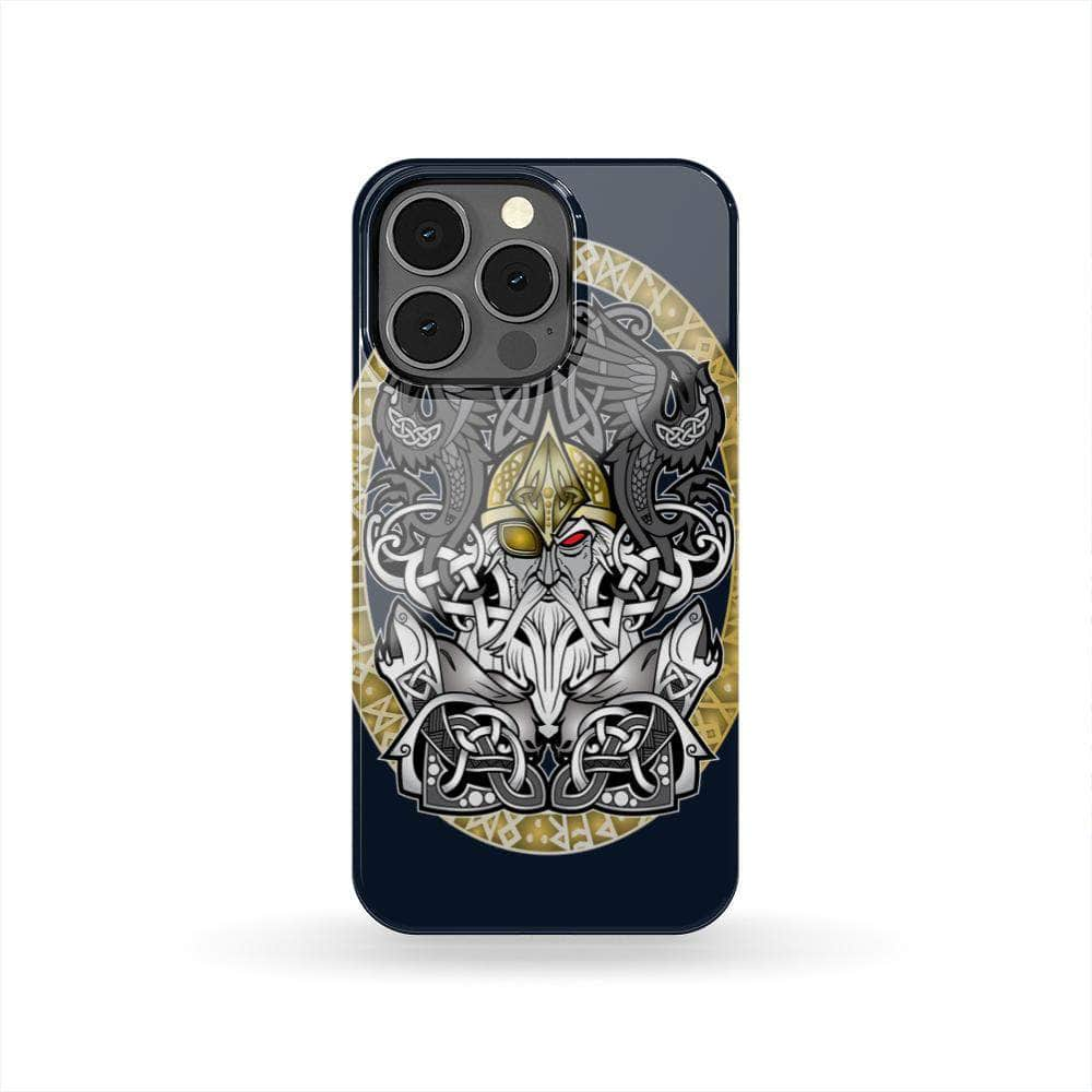 Phone GS_BANCase iPhone 13 Pro Odin God of War Phone Case - Navy Blue Ancient Treasures Ancientreasures Viking Odin Thor Mjolnir Celtic Ancient Egypt Norse Norse Mythology