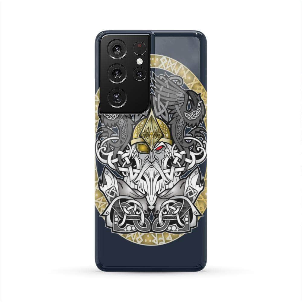 Phone GS_BANCase Samsung Galaxy S21 Ultra Odin God of War Phone Case - Navy Blue Ancient Treasures Ancientreasures Viking Odin Thor Mjolnir Celtic Ancient Egypt Norse Norse Mythology