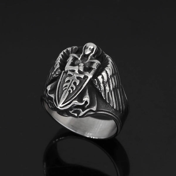 Roman St.Michael Archangel Stainless Steel Ring - Ancient Treasures