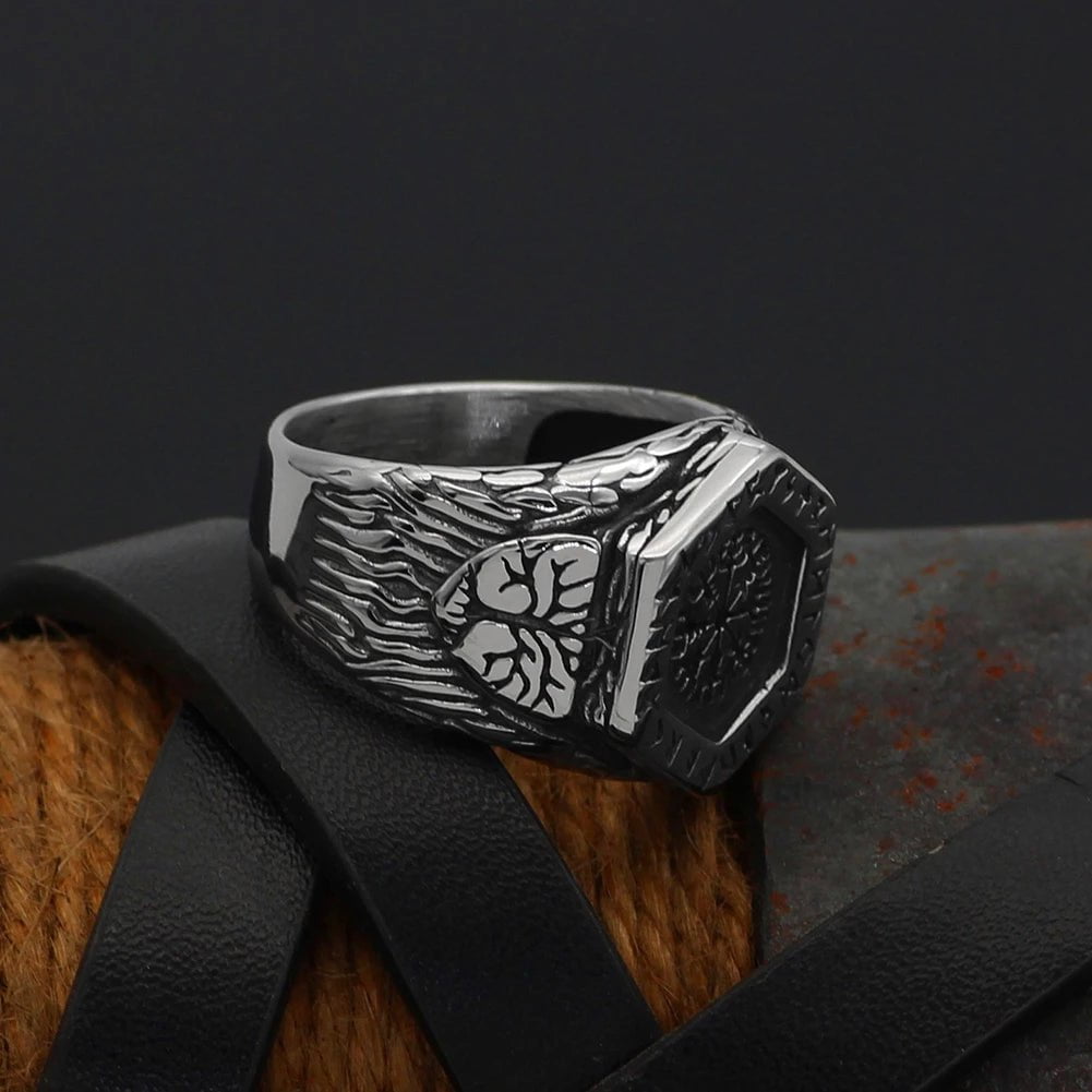 Ring Vikings Helm of Awe and Rune Stainless Steel Ring Ancient Treasures Ancientreasures Viking Odin Thor Mjolnir Celtic Ancient Egypt Norse Norse Mythology