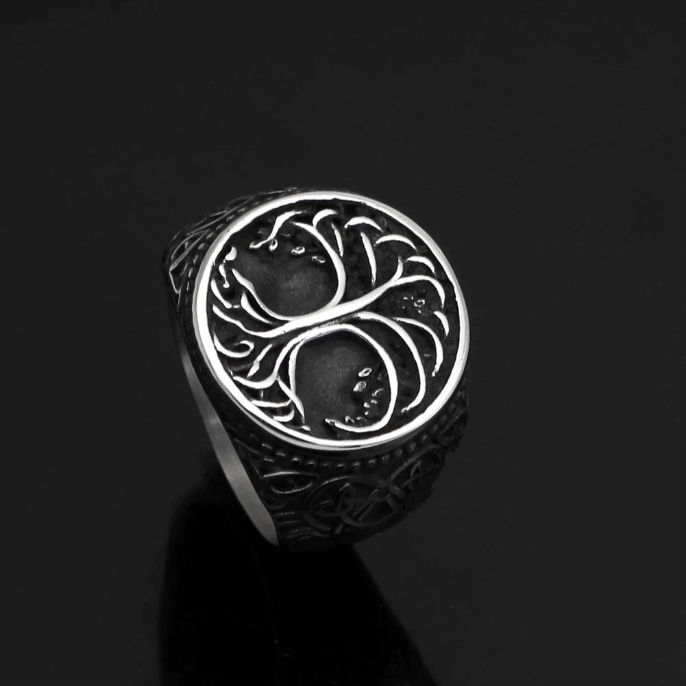 Ring Vikings Yggdrasil and Wolf Paw Stainless Steel Ring Ancient Treasures Ancientreasures Viking Odin Thor Mjolnir Celtic Ancient Egypt Norse Norse Mythology
