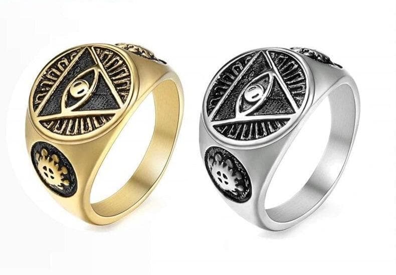 Rings 316L Stainless Steel Signet Ring For Men Triangle Eye of Providence Illuminati Pyramid All Seeing Eye Fashion Male Jewelry HR365|Rings| Ancient Treasures Ancientreasures Viking Odin Thor Mjolnir Celtic Ancient Egypt Norse Norse Mythology