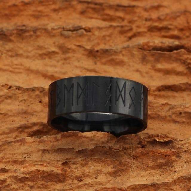 Rings 6 / Black Viking Runes Stainless Steel Ring Ancient Treasures Ancientreasures Viking Odin Thor Mjolnir Celtic Ancient Egypt Norse Norse Mythology