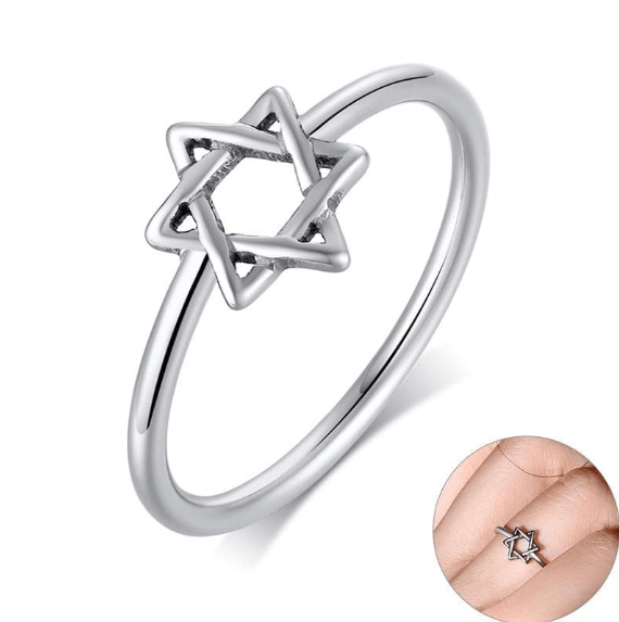 Rings 6 Vnox Elegant Thin Women Ring Never Fade Stainless Steel Star of David Band Lady Party Jewelry|Rings| Ancient Treasures Ancientreasures Viking Odin Thor Mjolnir Celtic Ancient Egypt Norse Norse Mythology