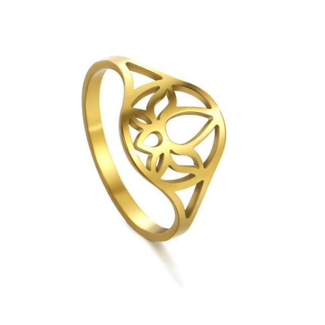 Rings 7 / Gold Color Skyrim Women Lotus Flower Finger Rings Stainless Steel Gold Color Casual Ring Anniversary Jewelry Birthday Gift for Lover Friend|Rings| Ancient Treasures Ancientreasures Viking Odin Thor Mjolnir Celtic Ancient Egypt Norse Norse Mythology