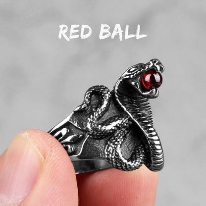 Rings 7 / R378-Red Stainless Steel Men Rings Cobra Snake Animal Punk Rock Hip Hop for Biker Male Boyfriend Jewelry Creativity Gift Wholesale|Rings| Ancient Treasures Ancientreasures Viking Odin Thor Mjolnir Celtic Ancient Egypt Norse Norse Mythology