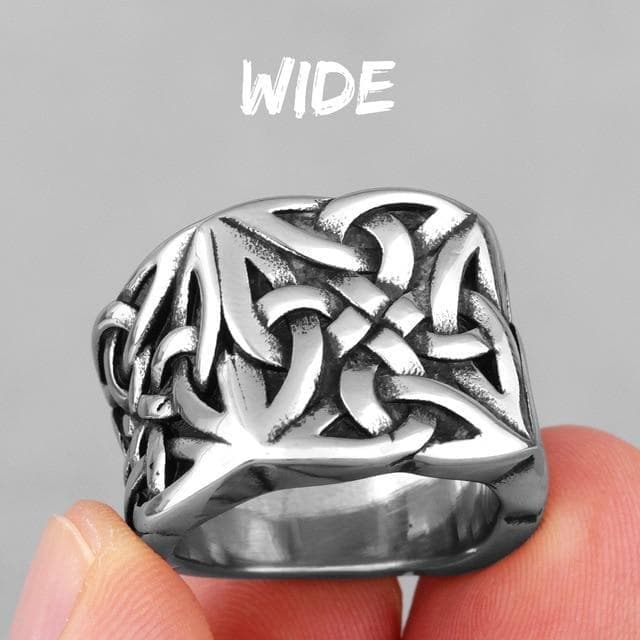 Rings 7 / R589-Wide Retro Viking Knot Stainless Steel Mens Rings Punk Simple For Lovers Couple Boyfriend Biker Jewelry Creativity Gift Wholesale|Rings| Ancient Treasures Ancientreasures Viking Odin Thor Mjolnir Celtic Ancient Egypt Norse Norse Mythology