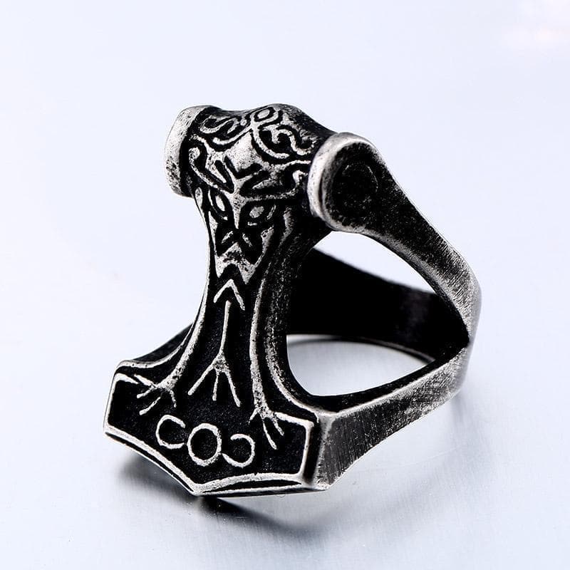 Viking 7 / White Silver Stainless Steel Viking Mjolnir Ring Ancient Treasures Ancientreasures Viking Odin Thor Mjolnir Celtic Ancient Egypt Norse Norse Mythology