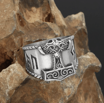 Rings 9 Vikings Raven Mjölnir Stainless Steel Ring Ancient Treasures Ancientreasures Viking Odin Thor Mjolnir Celtic Ancient Egypt Norse Norse Mythology